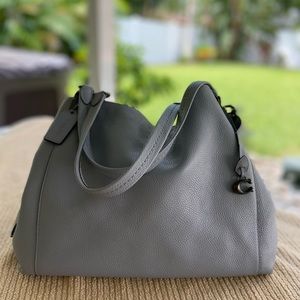 Gray Leather Tote Handbag - Classic Women's Bag